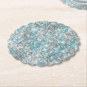 Aqua Silver Unicorn Glitter Sparkle Kartonnen Onderzetters (Gekanteld)