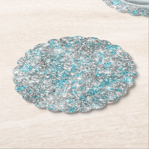Aqua Silver Unicorn Glitter Sparkle Kartonnen Onderzetters