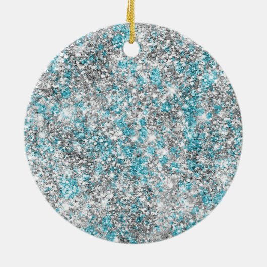 Aqua Silver Unicorn Glitter Sparkle Keramisch Ornament (Achterkant)