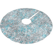 Aqua Silver Unicorn Glitter Sparkle Kerstboom Rok (Gekanteld)