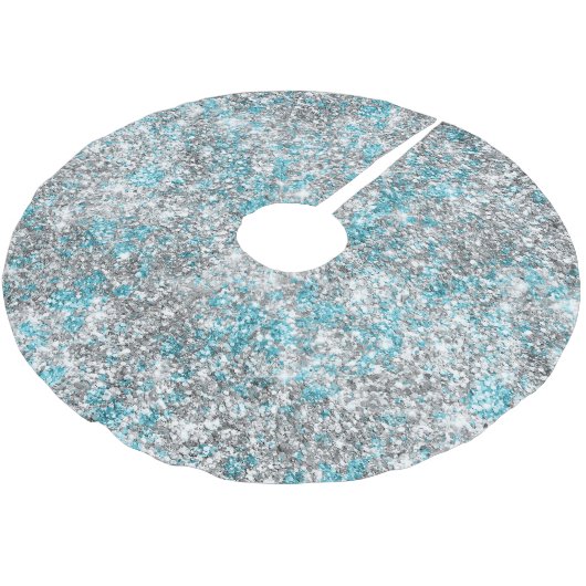 Aqua Silver Unicorn Glitter Sparkle Kerstboom Rok (Gekanteld)