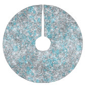 Aqua Silver Unicorn Glitter Sparkle Kerstboom Rok (Voorkant)