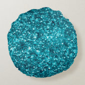 Aqua Silver Unicorn Glitter Sparkle Rond Kussen (Achterkant)