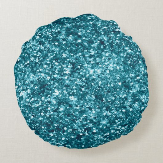 Aqua Silver Unicorn Glitter Sparkle Rond Kussen (Achterkant)