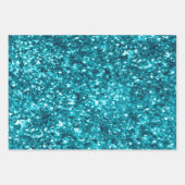 Aqua Silver Unicorn Glitter Sparkle Verjaardag Inpakpapier Vel (Voorkant 2)