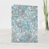 Aqua Silver Unicorn Glitter Sparkle Verjaardag Kaart (Achterkant)