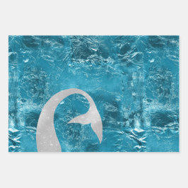 Aqua Silver Zeemeermin Inpakpapier Vel