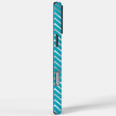 Aqua Silver Zigzag Stripes Monogram Case-Mate iPhone Case (Achterkant / Rechts)