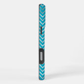 Aqua Silver Zigzag Stripes Monogram iPhone Hoesje (Rechterkant)