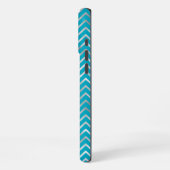 Aqua Silver Zigzag Stripes Monogram iPhone Hoesje (Linkerkant)