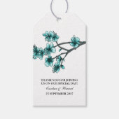 Aqua Simple Cherry Blossom Gift Labels Cadeaulabel (Voorkant)