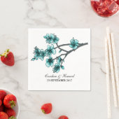 Aqua Simple Cherry Blossom Paper Napkins Servetten (Insitu)