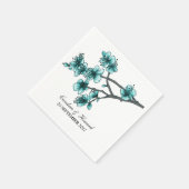 Aqua Simple Cherry Blossom Paper Napkins Servetten (Hoek)