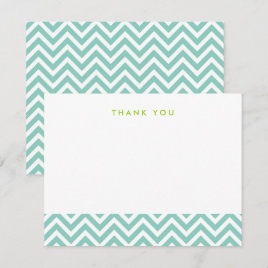 Aqua Simple Chevron Bedankt Opmerking Kaarten (Voorkant / Achterkant)
