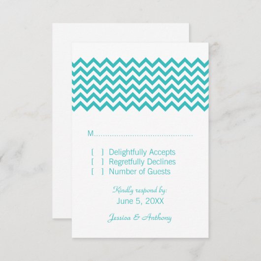 Aqua Simple Chevron Response Kaart (Voorkant / Achterkant)