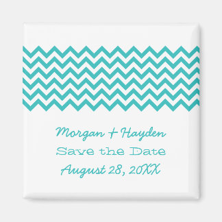 Aqua Simple Chevron Save the Date Magnet