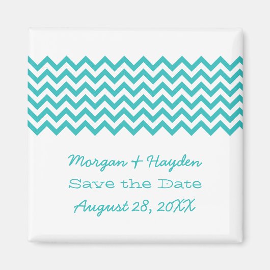 Aqua Simple Chevron Save the Date Magnet (Voorkant)