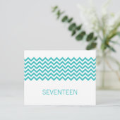 Aqua Simple Chevron Table Number Briefkaart (Staand voorkant)