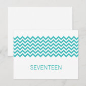 Aqua Simple Chevron Table Number Briefkaart (Voorkant / Achterkant)