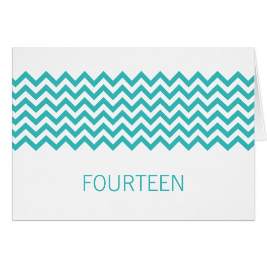 Aqua Simple Chevron Table Number Kaart (Voorkant Horizontaal)