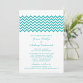 Aqua Simple Chevron Wedding Invite Kaart (Staand voorkant)
