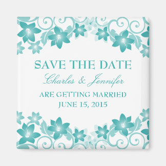 Aqua Simple Floral bespaart de Magnet Datum