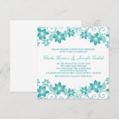 Aqua Simple Floral Wedding Invite Kaart (Voorkant / Achterkant)