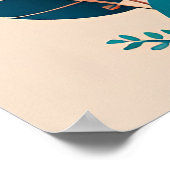 Aqua Sinaasappel Abstract Boho Illustratie AI Art Poster (Hoek)