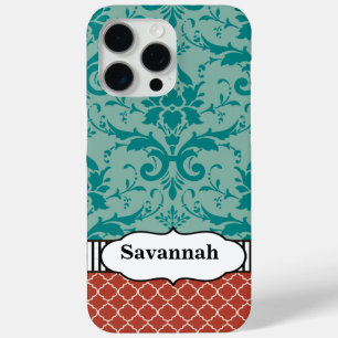 Aqua Sinaasappel Turquoise Marokkaanse gepersonali iPhone 15 Pro Max Hoesje
