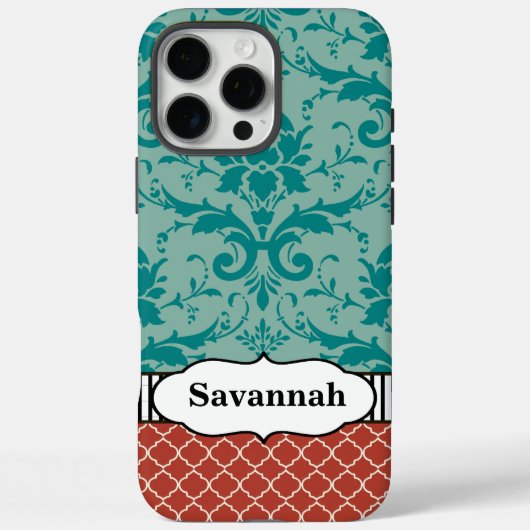 Aqua Sinaasappel Turquoise Marokkaanse gepersonali Case-Mate iPhone Case (Achterkant)