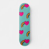 Aqua Skateboard Decmet roze harten en regenbogen (Voorkant)