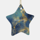 Aqua Sky Blue Gold Glitzy Confetti Sparkle Keramisch Ornament (Rechts)