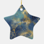 Aqua Sky Blue Gold Glitzy Confetti Sparkle Keramisch Ornament (Voorkant)