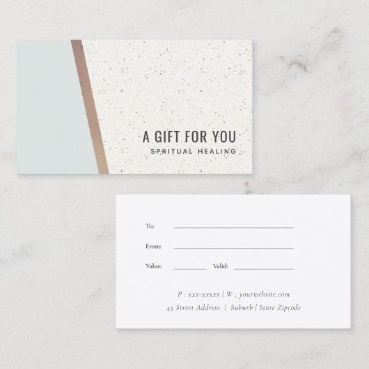 Aqua Sky Blue Roos Gold Ceramic Gift Certificate Visitekaartje (Voorkant / Achterkant)