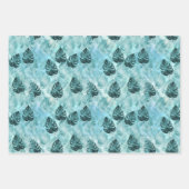 Aqua Sky Groen Goud Tropische bladeren Inpakpapier Vel (Voorkant 2)
