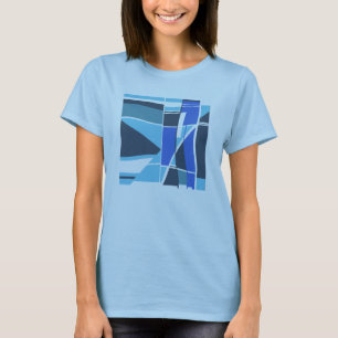 Aqua Slate Blauwgroen Royal Blue geometrische vorm T-shirt