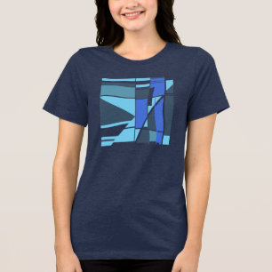 Aqua Slate Blauwgroen Royal Blue geometrische vorm Tri-Blend Shirt