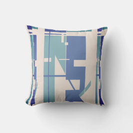 Aqua Slate Blue Beige Zuidwest Art Look Mozaïek Kussen