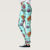 Aqua Small Poppy Floral Waterverf Leggings (Links)