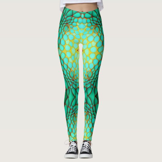 Aqua Snake Skin Leggings (Voorkant)