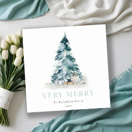 Aqua Sneeuw Waterverf Pijnboom Kerstboom Cadeaus  Feestdagenkaart