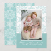 Aqua Sneeuwvlokken Vrolijk Kerstfeest Foto Feestdagenkaart (Voorkant / Achterkant)