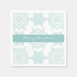 Aqua Sneeuwvlokken Vrolijke kerstvakantie Servet