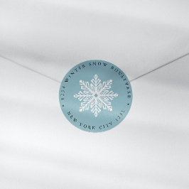 Aqua Snowflake Huwelijk Kerst familie adres Ronde Sticker