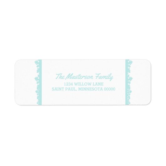 Aqua Snowflake Lijst Holiday Etiket (Voorkant)