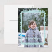 Aqua Snowflake Lijst Holiday Foto Feestdagenkaart (Voorkant / Achterkant)