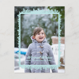 Aqua Snowflake Lijst Holiday Foto Feestdagenkaart