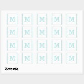 Aqua Snowflake Lijst Holiday Monogram Vierkante Sticker (Vel)