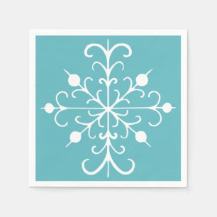 Aqua Snowflake Napkins Servetten
