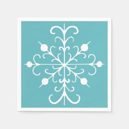 Aqua Snowflake Napkins Servetten (Voorkant)